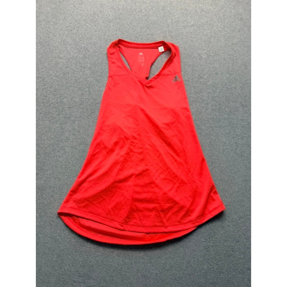 Adidas Womens Red Racerback V-Neck Mesh Performance Training Tank Top Size XL